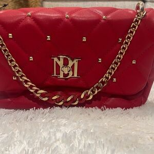 Red Quilted Chain Shoulder Bag
